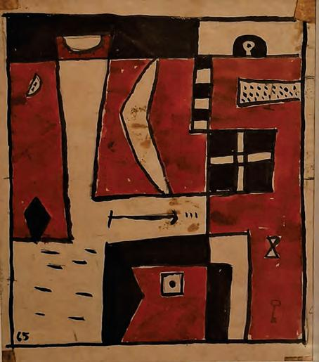 Constructive Universalism painting with symbolic grid by Joaquín Torres García